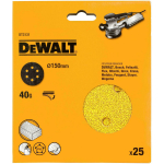 Dewalt Universaalne Liivapaber 150mm DT3131-QZ 40G, 25 tk, 6 auku, kiire vahetus, paindlik, kuumuskindel