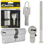 Keltin Luku silinder K02674, 30/30 mm, 3 v&otilde;tit, alumiinium, ZnAl mehhanism, 25000 ts&uuml;klit, kinnituskruvi kaasas