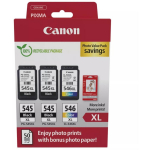 Canon Multipack PG-545XLx2/CL-546XL Foto V&auml;&auml;rtus 8286B015, 2x15ml must, 1x13ml v&auml;rviline, 50 lehte 4x6" l&auml;ikivat fotopaberit