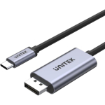 UNITEK V1409A adapter, USB-C DisplayPortile, 2m, 4K, sirge, alumiinium, must/hall