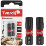 Ietekmes skrūvgrieža uzgalis T40 25mm S2, Tvardy, T00181-25-2, izturīgs un precīzs, magnētiskais gals, 2 gab. komplekts