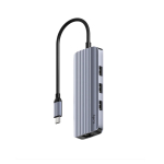 PortMate USB-C 6-in-1 Hubs 4K 60Hz HDMI Gigabit LAN 3x USB-A Enerģijas Ieeja Pelēks Cudy UH606