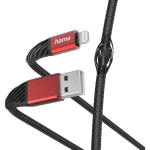 Hama USB kaabel 00201538, 1.5m, USB 2.0, Lightning, USB Type-A, 2.4A, 480Mbit/s, must/punane