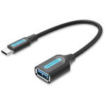 Vention CCVBB USB-C OTG-kaabel, 0,15 m, 5 Gbit/s, USB 3.2 Gen 1, must, PVC, sirge, 24/28 AWG