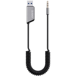 Savio TR-16 AUX-adapter, Bluetooth 5.3, k&auml;ed-vabad k&otilde;ned, Google Assistant/Siri, 3,5 mm, 5 V USB, 34/86 cm