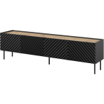 Cama Meble ONDA TV-kapp 301401, 200x40x35-54cm, must, Artisan tamm, 4 ust, MDF, puitlaastplaat, matt, metallist jalad