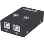 Manhattan USB-A automaatne l&uuml;liti 162005, 2x USB-B, 480 Mbit/s, USB 2.0, auto/k&auml;sitsi juhtimine, USB-toide, 1,5m kaabel