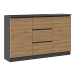 Top E Shop 2D3S kummut 120x30x75 cm, antratsiit/tamm, 2 ust, 3 sahtlit, 2 riiulit, puitlaastplaat, 16 mm