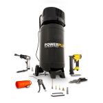 &Otilde;livaba kompressor 1100W, POWERPLUS, POWX1751, 50L, 8 baari, 180 l/min, komplekt 11 tarvikuga