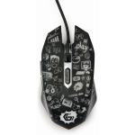 Gembird hiir MUS-6B-GRAFIX-01, 6 nuppu, 3600 DPI, optiline, USB Type-A, must, 1.5 m toitekaabel, ergonoomiline