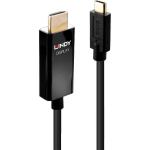 Lindy USB Type C HDMI 4K60 adapterkaabel 43293, 3m, 4096x2160@60Hz, HDMI 2.0, must, RoHS, CE, FCC, REACH, UL