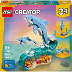 Lego Konstruktor 3in1 31385, 542 tk, loomad, delfiinid, merihobu, krabi, liikuvad osad