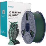 Sunlu PLA+ Silk DC B G, 1.23 g/cm&sup3;, 164 &deg;C, 50&plusmn;4 MPa, 78&plusmn;5 MPa, 11&plusmn;3%, 78&plusmn;5 kJ/m&sup2;, 57&plusmn;3 &deg;C, 54 &deg;C, siidine, l&auml;ikiv, kahev&auml;rviline