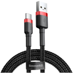 Baseus Cafule USB-kaabel CATKLF-C91, USB-A&ndash;USB-C, 2m, 2A, 480Mbps, QC3.0, alumiiniumsulam, punutud, Velcro