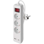 Emos Pikendus P1322CU, 2m, 3&times; 2P + PE, 3680W, l&uuml;litiga, valge, 1&times; USB-A, 1&times; USB-C