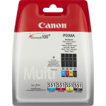Canon Printeri kassett CLI-551 6509B015, 4x7ml, 1105 lehte mustale, 298 lehte v&auml;rvidele