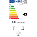 Beko K&uuml;lmik BCHA275K41SN, 193L, 69L, 38dB, Energiam&auml;rgis E, Sisseehitatud, No Frost, 2 ust, LED valgustus