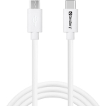 Sandberg USB-C>MicroUSB laadimiskaabel 136-74, 1m, valge, 33g, USB-C (isane), Micro-USB (isane)