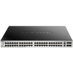 D-Link DGS-3130-54PS/E hallatav kommutaator, 48xGbE, 4xSFP+, 216Gbit/s, PoE 370W, L3