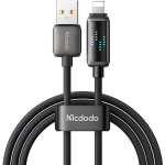 Mcdodo CA-5250 USB-A Lightning-kaabel, LED-ekraan, 1,2m, 3A, tsingisulam, nailon
