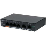 Dahua DH-CS4006-4GT-60 l&uuml;liti, 6 Gigabit Ethernet porti, 4 PoE porti, 12 Gbit/s, 53 V, -10 kuni 55 &deg;C, 32 VLANi, Metallkorpus, T&auml;isdubli, VLANi tugi, Cloud haldus, DHCP klient, LED indikaatorid, Seinale paigaldatav, Spanning tree protocol, Teenuse kv ...