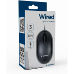 Gembird pele MUS-U-01, USB, optiskā, 1000 DPI, 3 pogas, melna, ambidextriska, kabelis 1.25 m