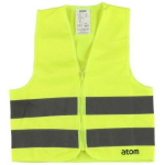 Atom Peegeldav vest lastele S 6187556, kollane peegeldavate triipudega, t&otilde;mblukk, S (k&otilde;rgus 85&ndash;115 cm, rind 52&ndash;57 cm), pol&uuml;ester