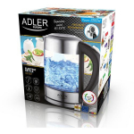 Adler | Kettle | AD 1247 | With electronic control | 1850 W | 1.7 L | Stainless steel/Glass | 360&deg; rotational base | Stainless steel/Transparent