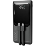 Gembird Power Bank akumulator PB10-PD20-LCD-01, 10000 mAh, 20 W, must, USB Type-C kaabel kaasas, 3 A