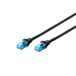 Digitus patch kaabel DK-1512-010/BL, 1m, U/UTP, PVC AWG 26/7, RJ45, must, purunemiskaitse