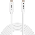 Sandberg USB kaabel 136-75, 3m, 10Gb/s, 100W PD, valge, 2xUSB-C (mees)