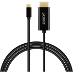 SAVIO CL-191 USB-C-HDMI kaabel, 2m, 30Hz, sirged pistikud, must, vask