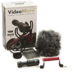 R&Oslash;DE VideoMicro VIDEOMICRO, digikaamera mikrofon, 100-20000 Hz, -33 dB, 3.5 mm, 42 g, must