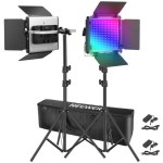 Neewer 660 PRO II RGB LED lamp 10105684, 2x50W, 7000 luksi, CRI 97+, 3200-5600K, HSI/CCT, Bluetooth, 15m, 92-200cm statiiv