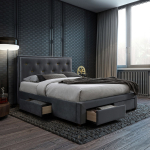 Gulta GLOSSY 160x200cm, ar matraci HARMONY DELUX, pelēka K288932 Allit