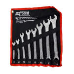 Kombinēto uzgriežņu atslēgu komplekts 6-19mm, 8 gab., CrV tērauds, 15&deg; leņķis, AW40112, AWTOOLS