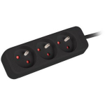 Lanberg pikendus PS0-03E-0300-BK, 3m, 3xCEE 7/5, 1xCEE 7/7, 10A, must