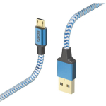 Hama Laadimiskaabel 00201555, 1.5m, sinine, USB 2.0, Micro-USB, USB Type-A, 3A, 480Mbit/s, Quick Charge