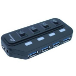 Mediarange USB keskjaam MRCS505, 4, 5000 Mbit/s, must, DC, USB kaabel kaasas