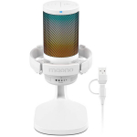 Maono DGM20 valge kondensaatormikrofon, USB Type-A/C, 50-20000 Hz, -3 dB, 700 g, puutepaneel, RGB-valgustus