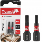 Ietekmes skrūvgrieža uzgaļi H3 25mm S2, Tvardy, T00183-25-2, 2 gab. komplekts, magnētiskais gals, izturīga konstrukcija