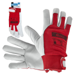 Geko t&ouml;&ouml;kindad G73556, suurus 9, punane ja valge, kitsenahk ja kangas, Velcro sulgur, CE, EN-388