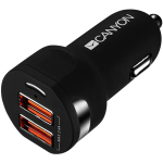 Autolaadija 2.4 A voolu ja kahe USB A v&auml;ljundiga C-04 Must CNE-CCA04B CANYON
