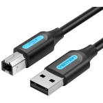 Vention USB 2.0 A Mees B Mees kaabel 2M COQBH, 2m, 0.48Gbit/s, sirge pistik, must, PVC