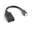 Lanberg adapter mini DisplayPort (M) -> DisplayPort (F) AD-0003-BK, 10 cm, must, Mini DisplayPort isane, DisplayPort emane