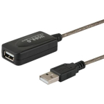 SAVIO USB aktiivne pikenduskaabel CL-76, 5m, USB-A isane emasele, USB 2.0, 28AWG/1P, 26AWG/2C, must