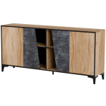 Cama Meble OVO 201301 kummut, 180x38xH83 cm, tamm/betoon, 4 ust, 4 riiulit, push-to-open, matt lamineeritud