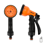 Melnās līnijas 8 funkciju plastmasas smidzinātājs, BRADAS, ECO-4480, ergonomisks rokturis, ātra savienojamība