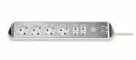 Desktop-Power-Plus USB-2.0-Hub 6-viisilise pistikuga, valge, Brennenstuhl, 1153590620, H05VV-F 3G1,5, 2m, h&otilde;be