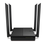 TP-Link Archer A64 traadita ruuter Wi-Fi 5 Dual-Band kuni 1200 Mbps 4&times; Gigabit LAN 1&times; Gigabit WAN 4&times; antenni Must